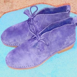 Purple Suede Hush Puppy Flat Ankle Boots
